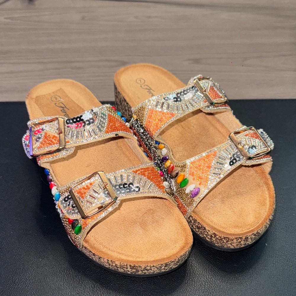 Forever New Multicolor Beaded Sandals